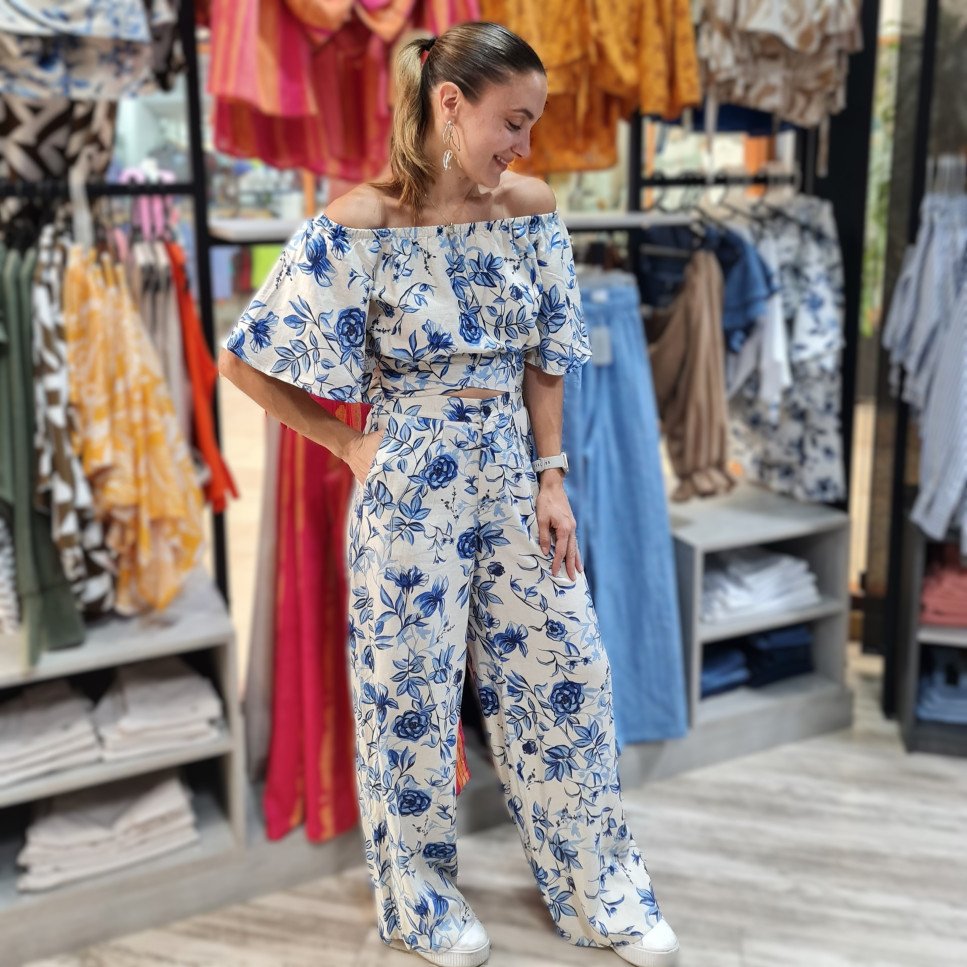 PANTALON LINO FLORES PANTALON LINO FLORES