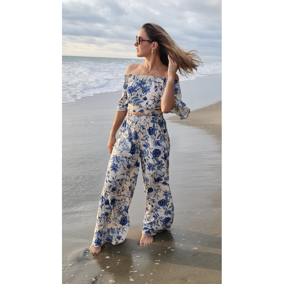PANTALON LINO FLORES PANTALON LINO FLORES