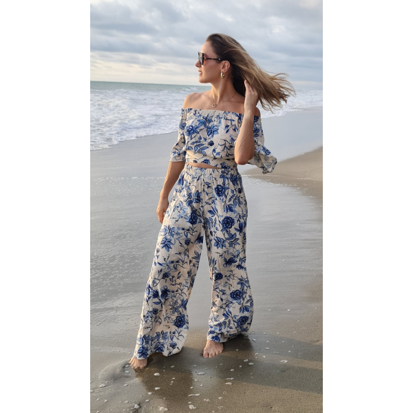 PANTALON LINO FLORES