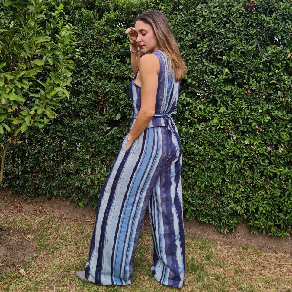 PANTALÓN LINO AZUL-CELESTE