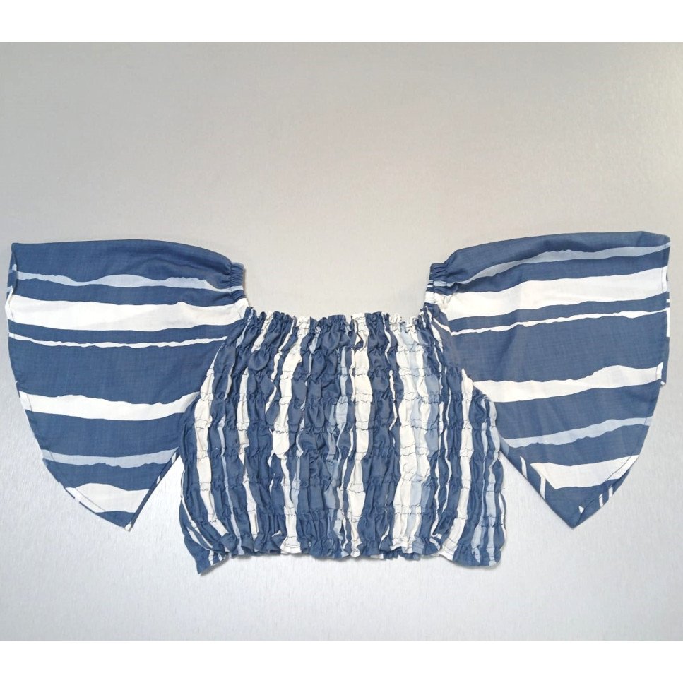 BLUSA RAYAS AZUL-CELESTE