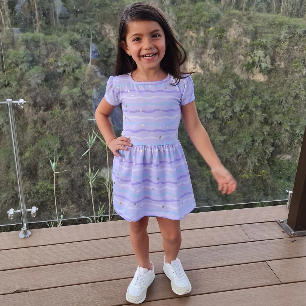 VESTIDO LILA CORAZONES