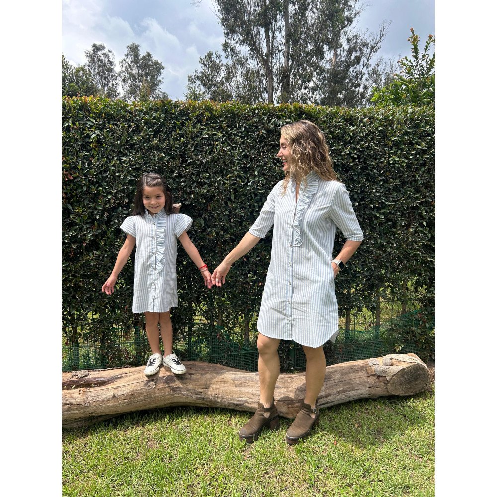 VESTIDO RAYAS CELESTES