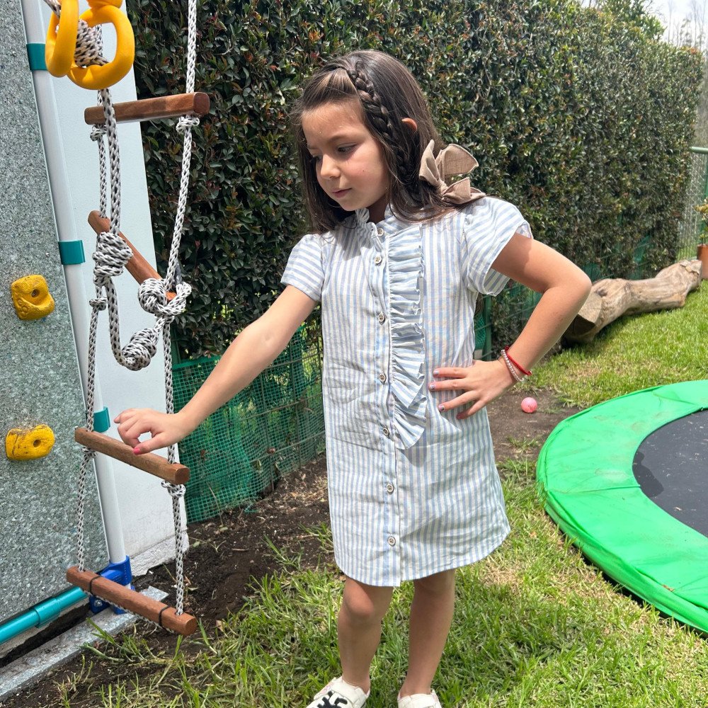 VESTIDO RAYAS CELESTES