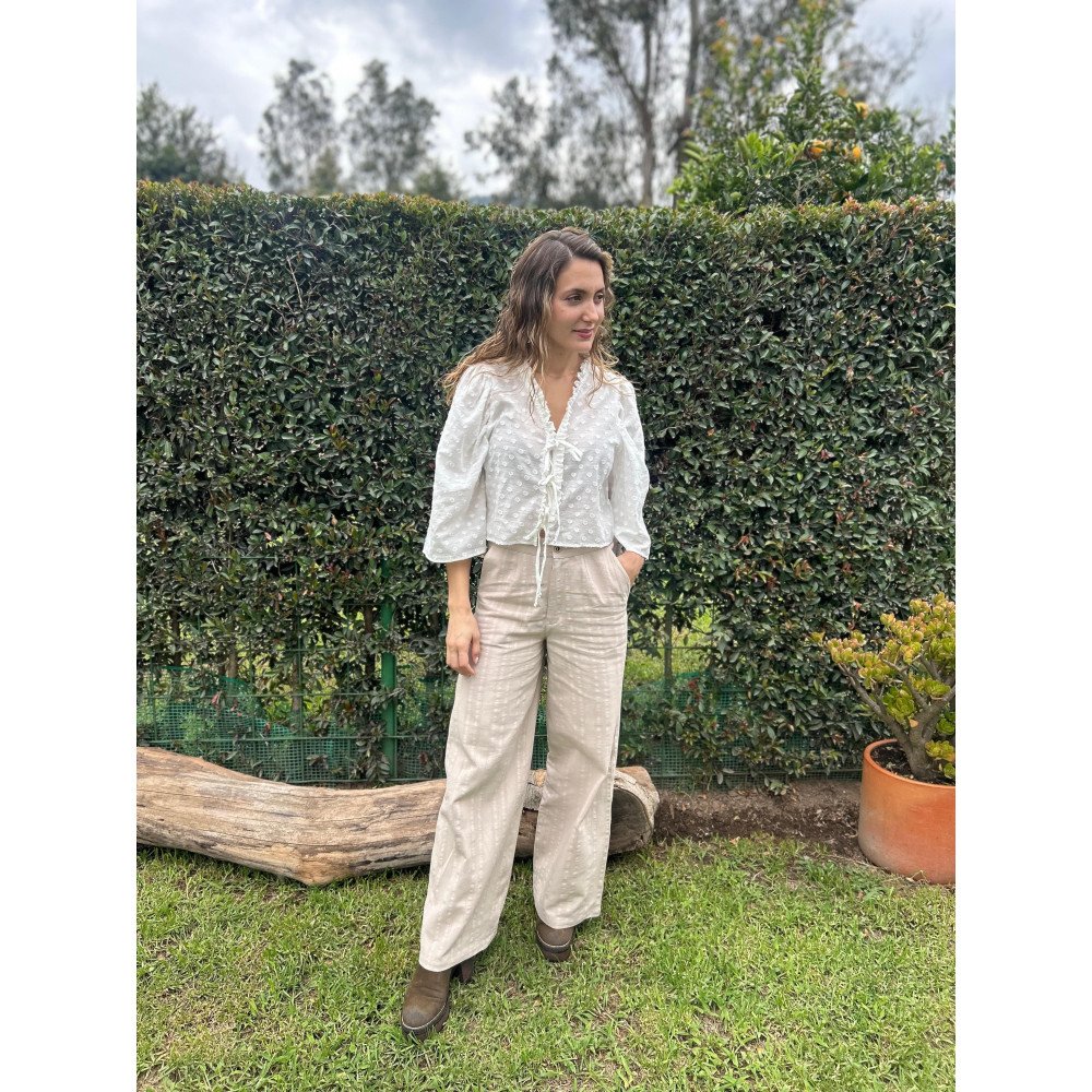 PANTALON LINO BEIGE ELASTICO