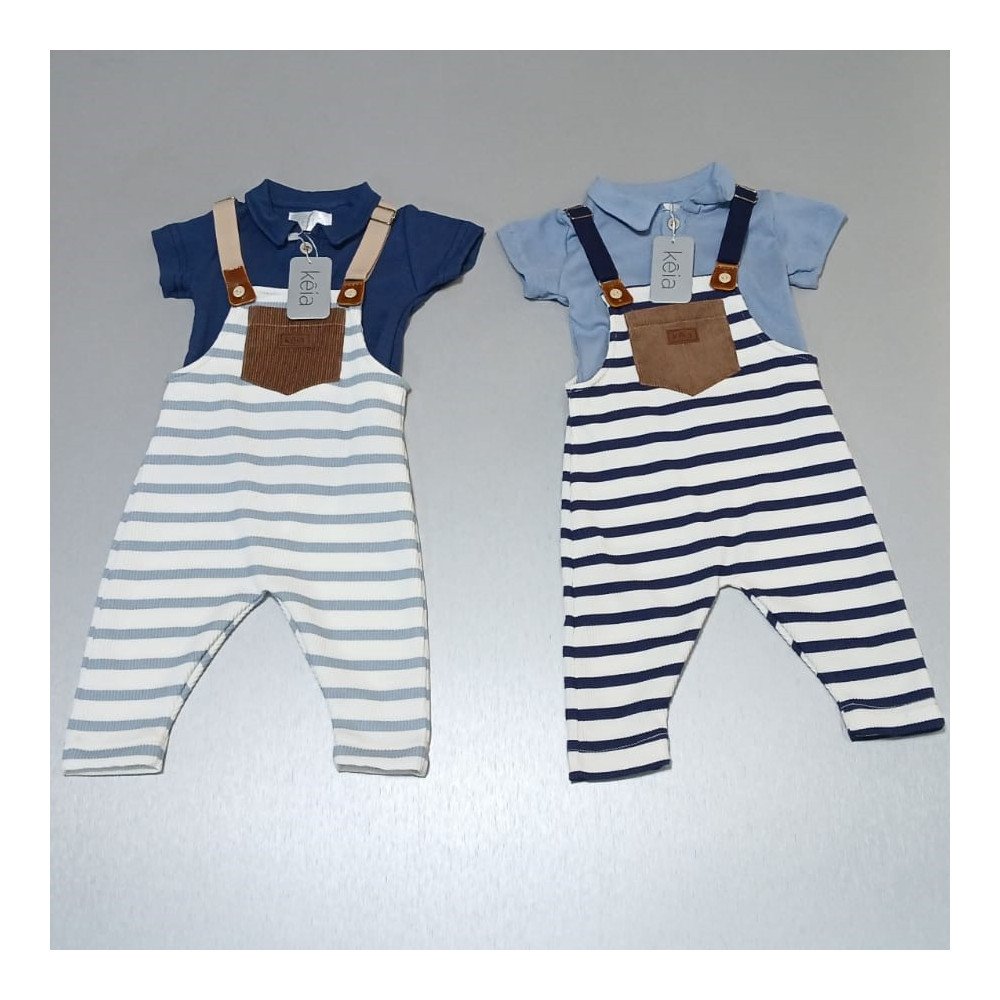 CONJUNTO OVEROL RAYAS AZULES