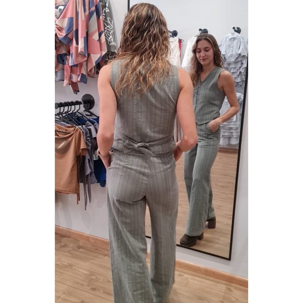 PANTALON LINO VERDE ELASTICO