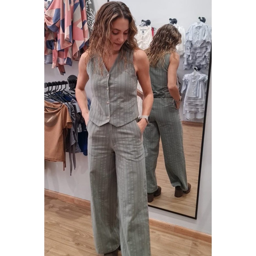 PANTALON LINO VERDE ELASTICO