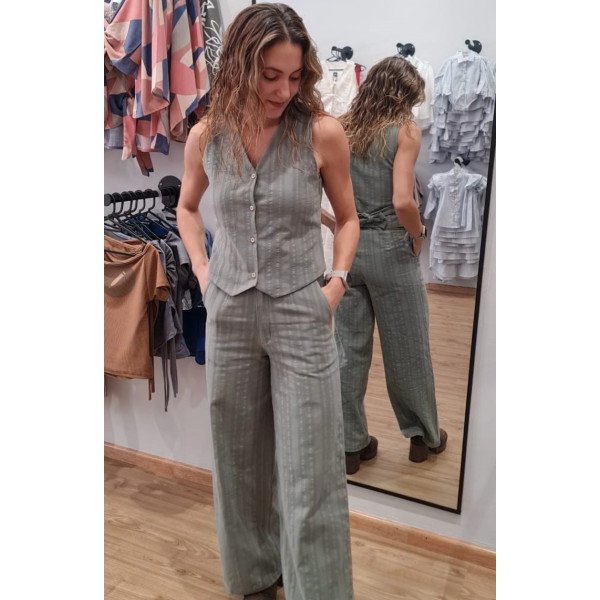 PANTALON LINO VERDE ELASTICO