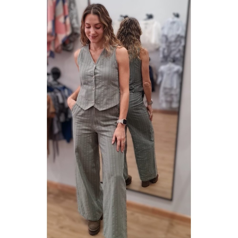 PANTALON LINO VERDE CIERRE