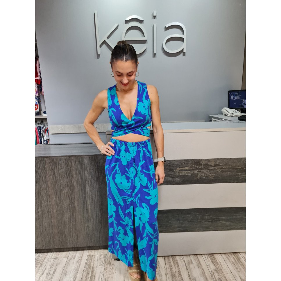 BLUSA CRUZADA AZUL-TURQUESA