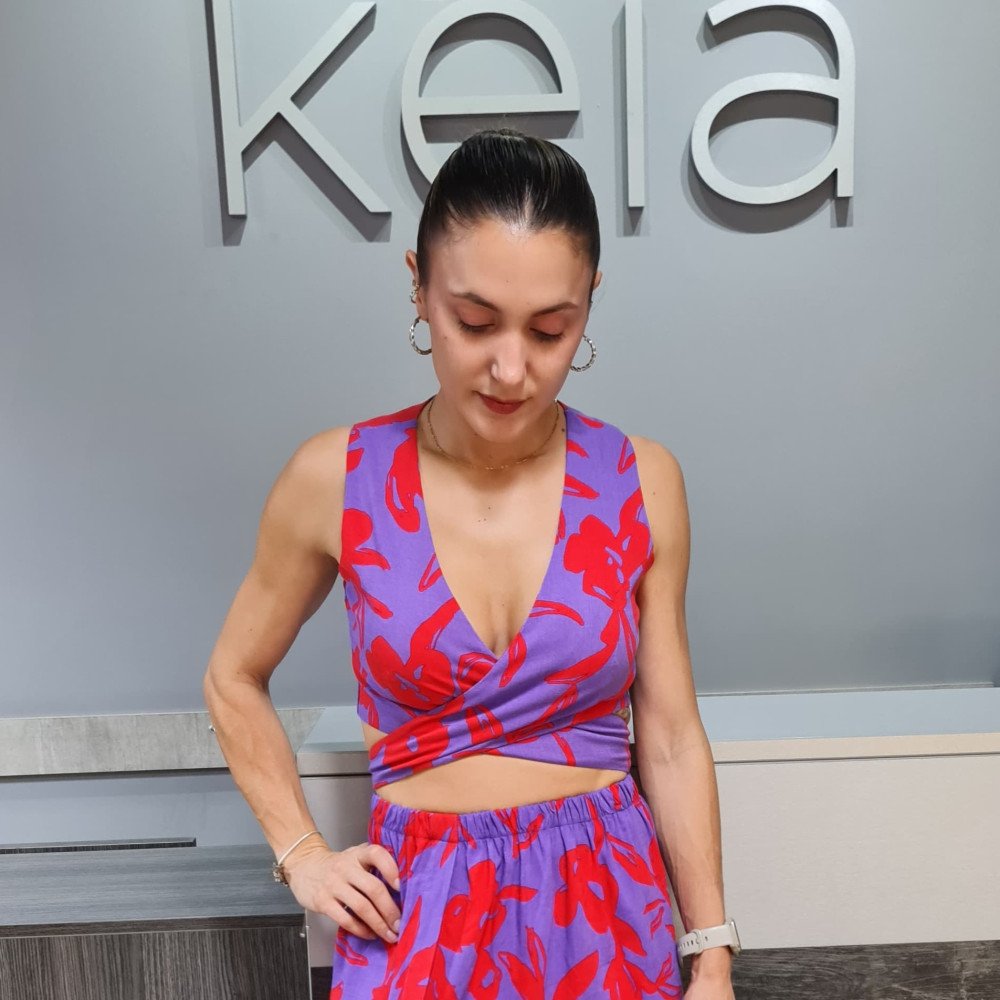 BLUSA CRUZADA MORADO-ROJO