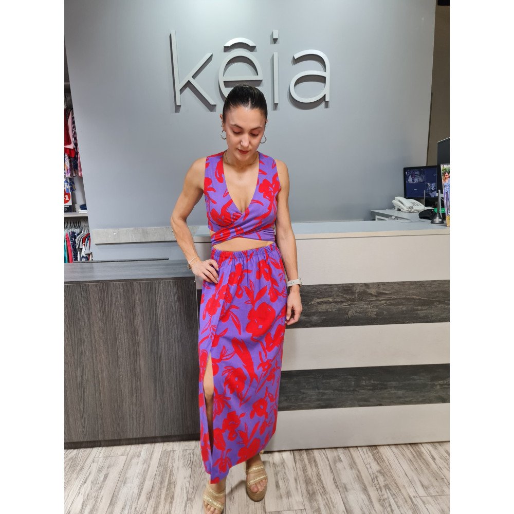 BLUSA CRUZADA MORADO-ROJO