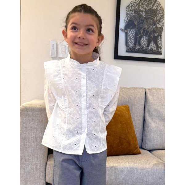 BLUSA CELESTE DISEÑO HOJAS