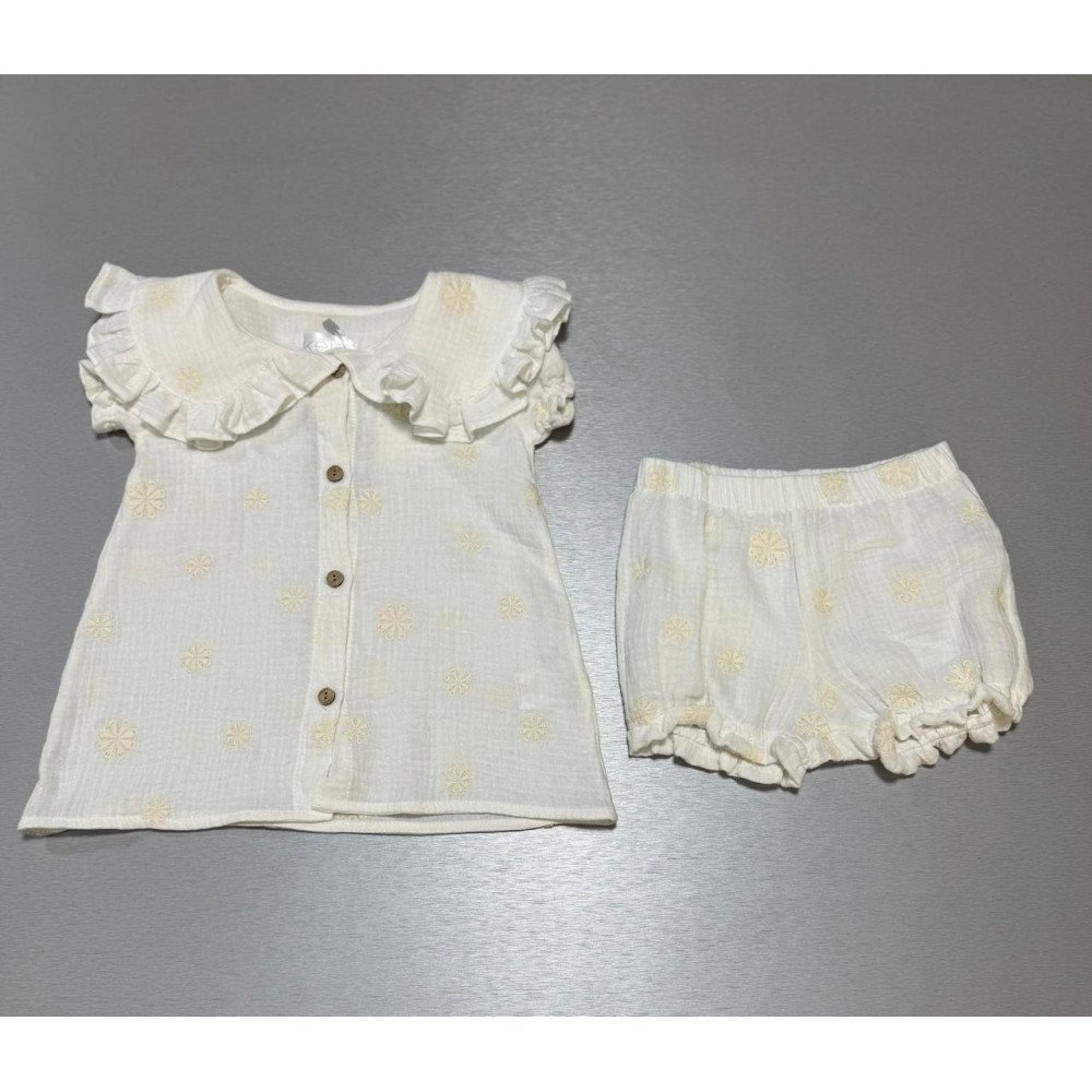 VESTIDO-SHORT BLANCO BORDADO