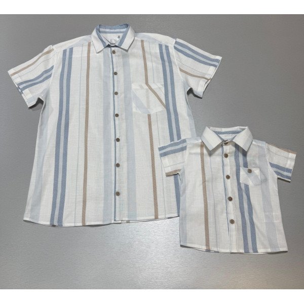 CAMISA M-C BLANCA A RAYAS