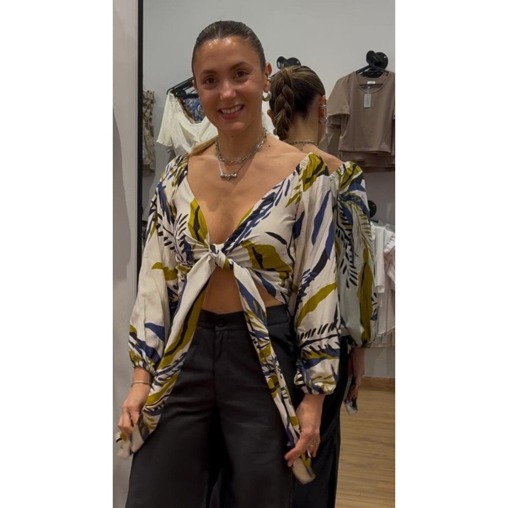 BLUSA CRUZADA DISEÑO VERDE-AZUL