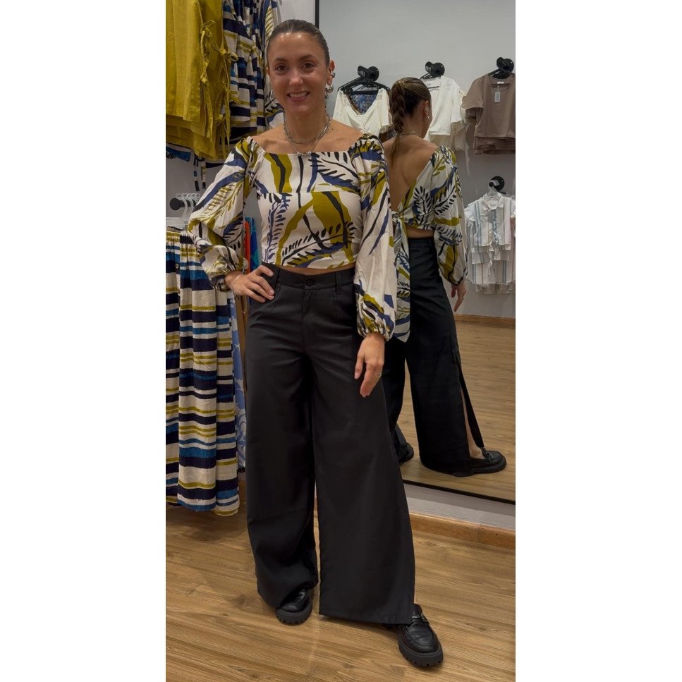 BLUSA CRUZADA DISEÑO VERDE-AZUL