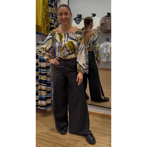 BLUSA CRUZADA DISEÑO VERDE-AZUL