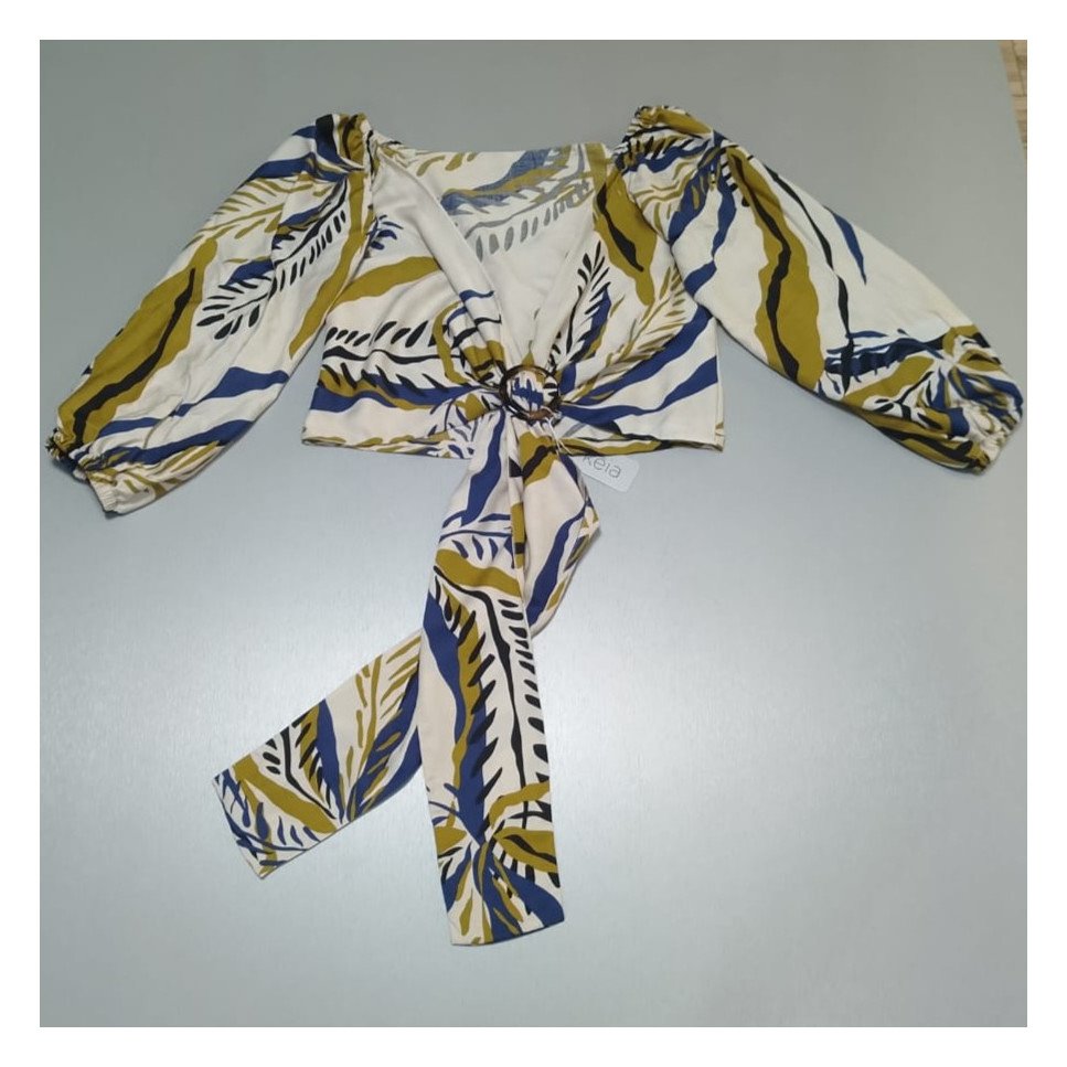 BLUSA CRUZADA DISEÑO VERDE-AZUL