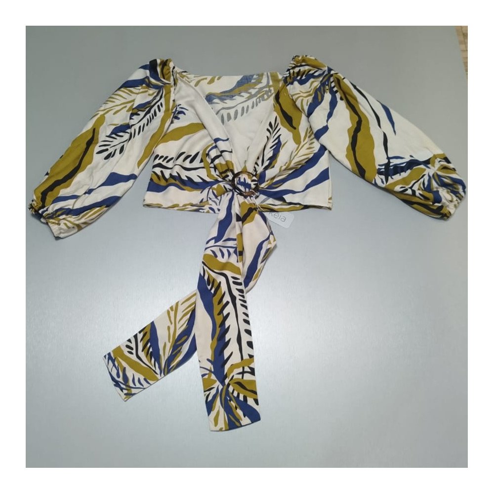 BLUSA CRUZADA DISEÑO VERDE-AZUL