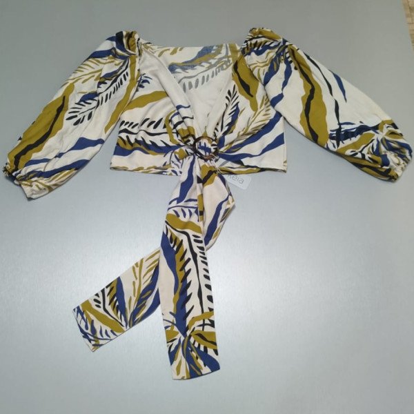 BLUSA CRUZADA DISEÑO VERDE-AZUL