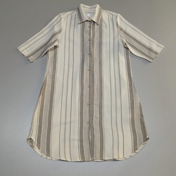 VESTIDO CAMISERO BLANCO- RAYAS CAFE VESTIDO CAMISERO BLANCO- RAYAS CAFE