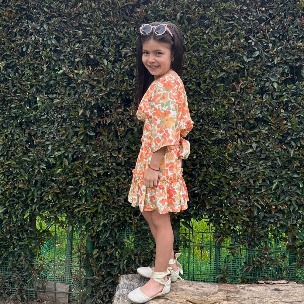 FALDA SHORT FLOREADA NARANJA