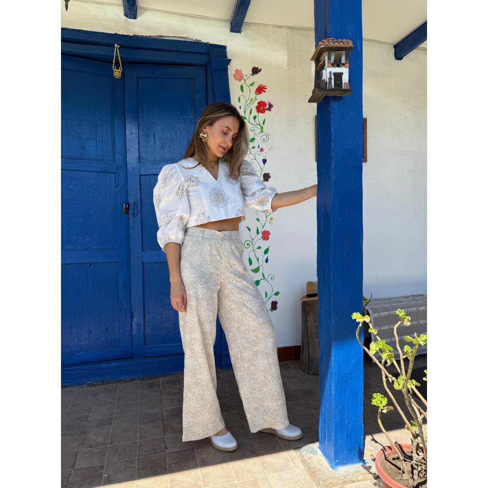 PANTALON LINO SEMILLA OJALILLO