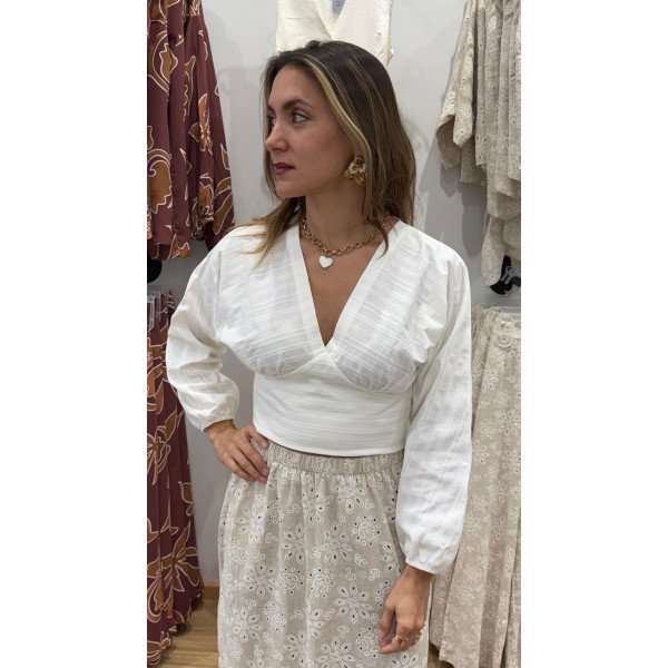 BLUSA CRUZADA DISEÑO GRIS-NEGRO