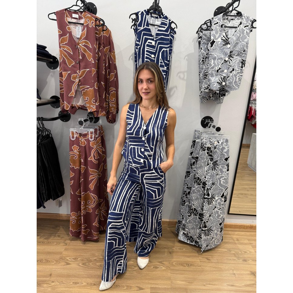 CHALECO LINO DISEÑO AZUL