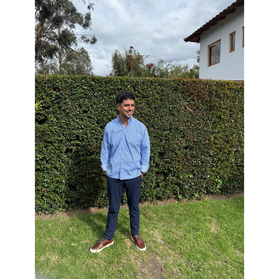 CAMISA CELESTE RAYAS