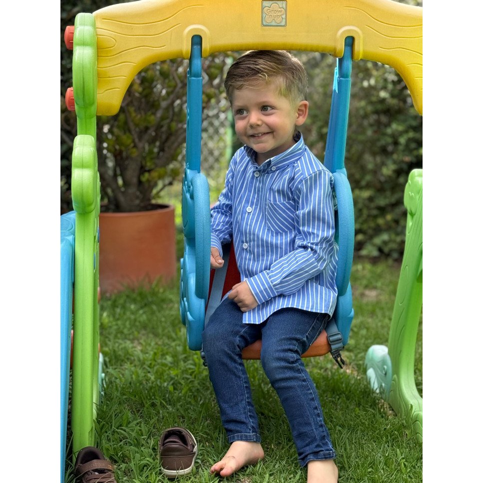 CAMISA CELESTE RAYAS