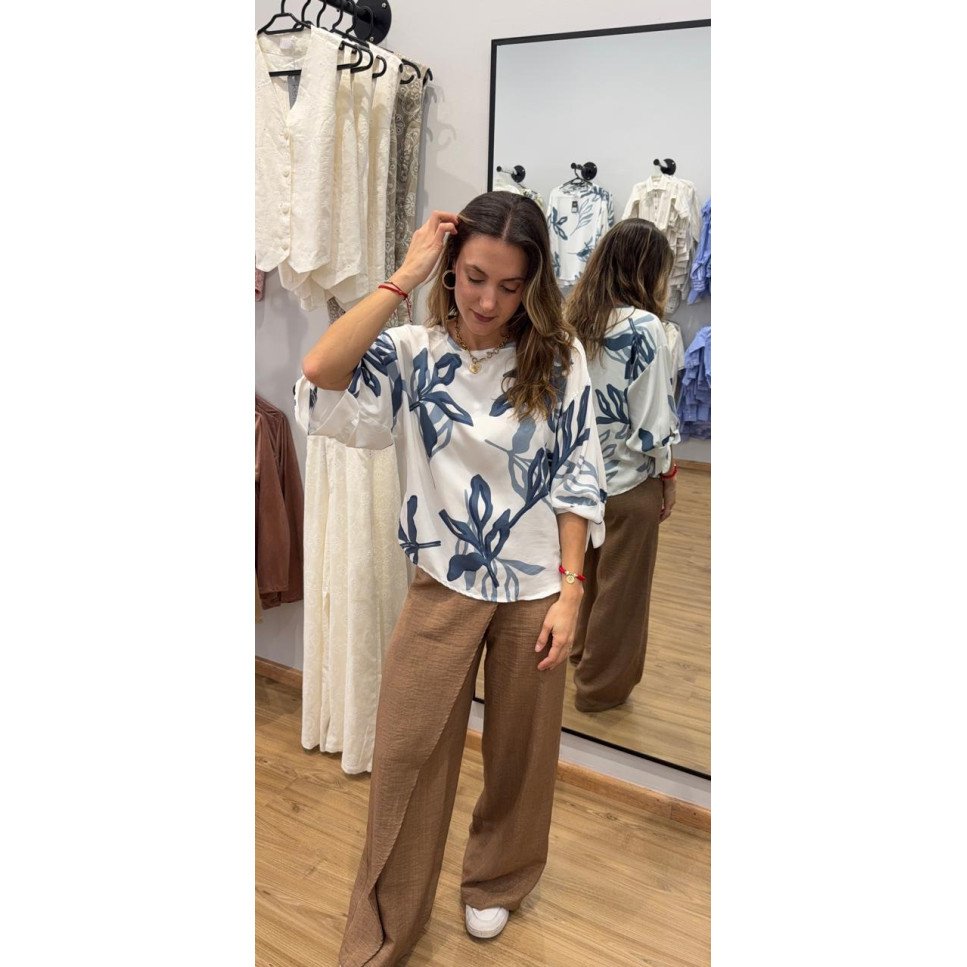 BLUSA KIMONA AZUL-CELESTE