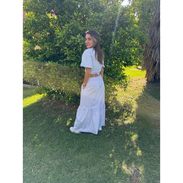 BLUSA CRUZADA RAYAS CELESTE PASTEL