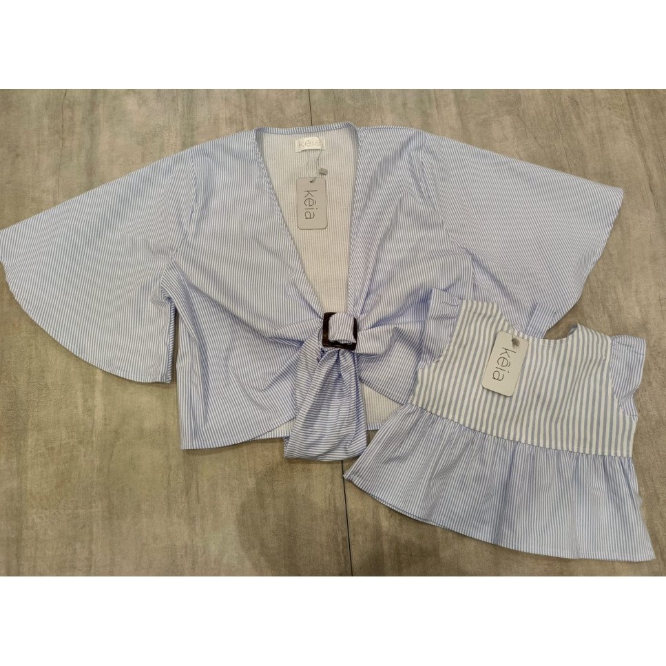 BLUSA RAYAS CELESTE PASTEL COMBINADAS