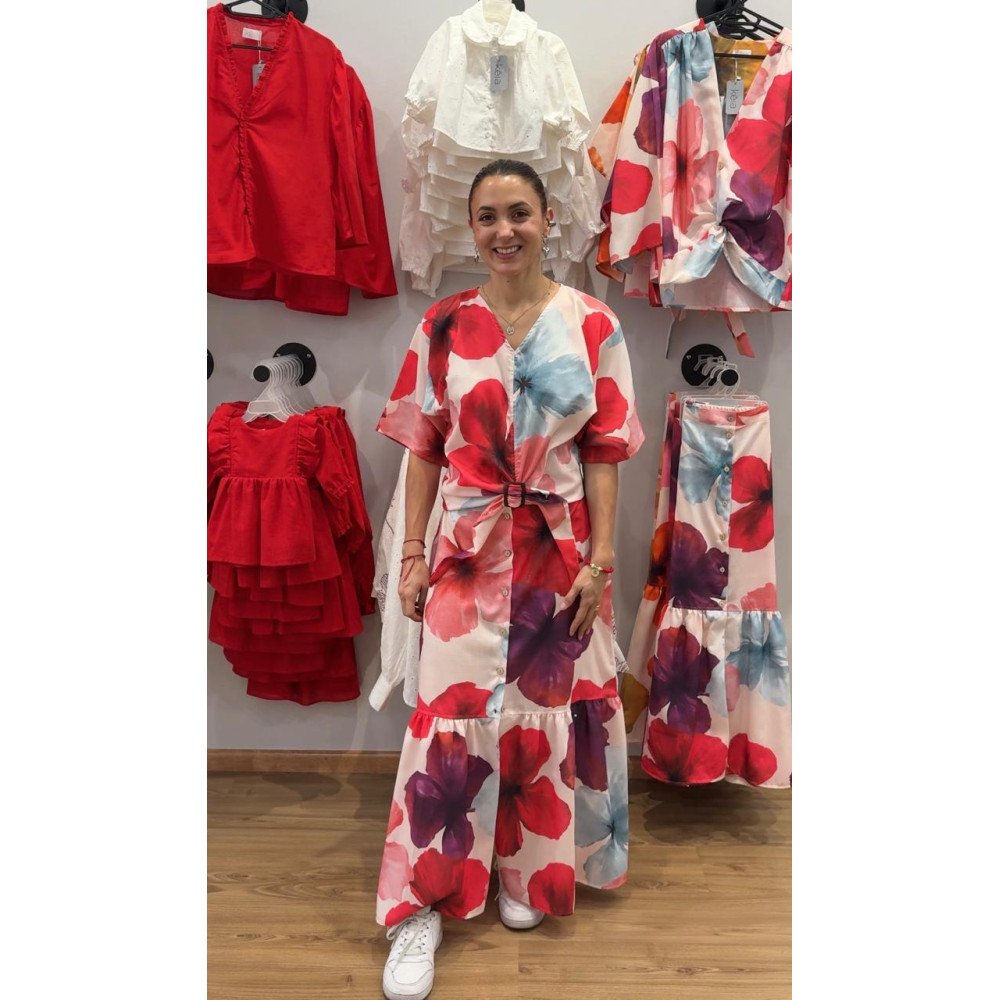 BLUSA KIMONA FLORES UVA