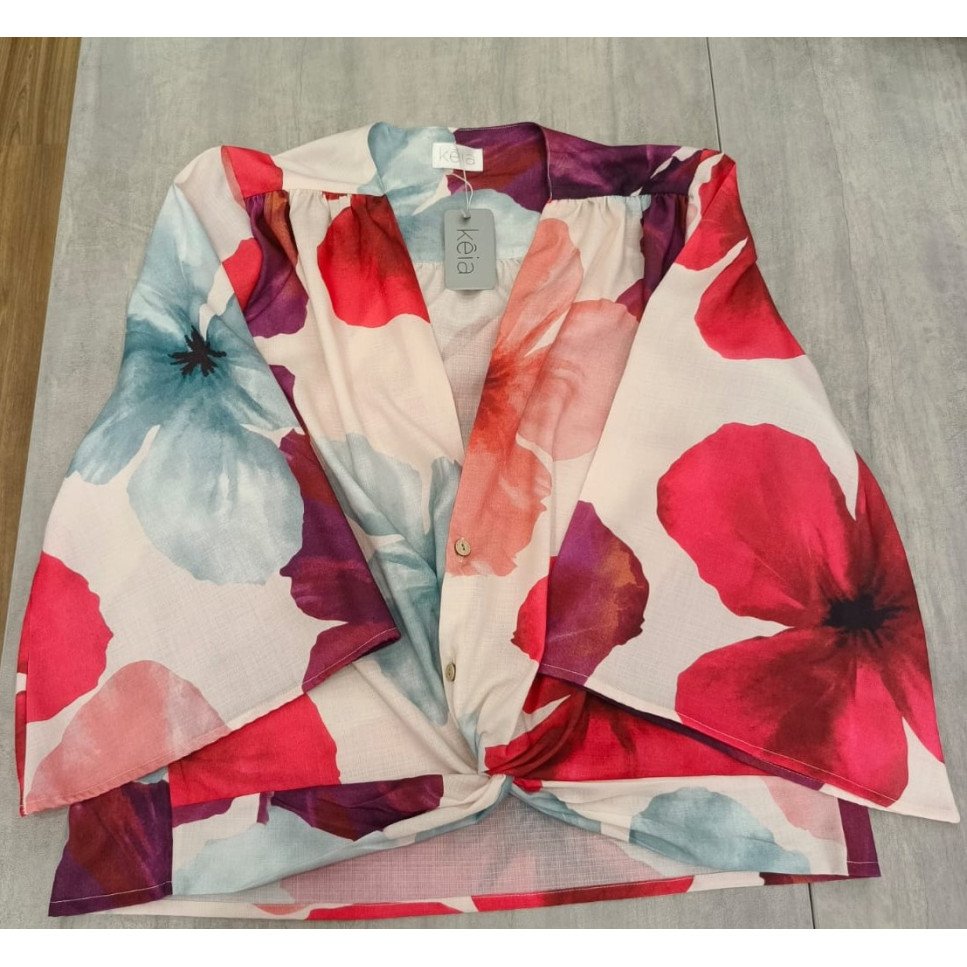 BLUSA NUDO FLORES UVA