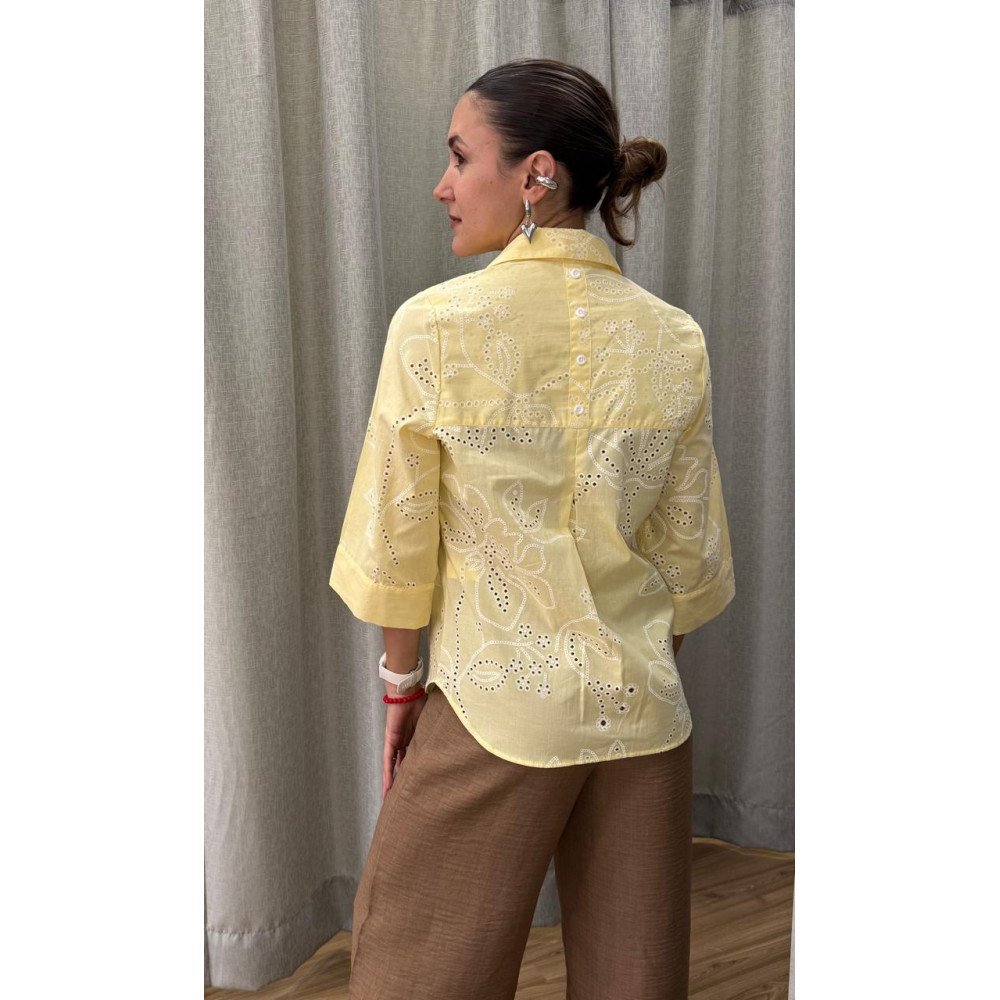 BLUSA CAMISERA AMARILLO OJALILLO
